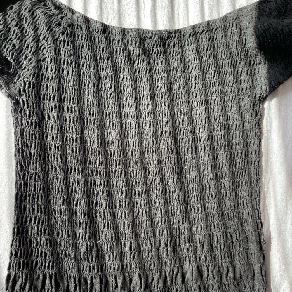 Black Ruffle Off the Shoulder Shirt